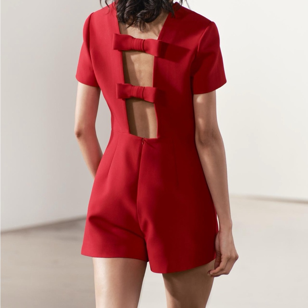 Zara Bow Trim Short Jumpsuit
